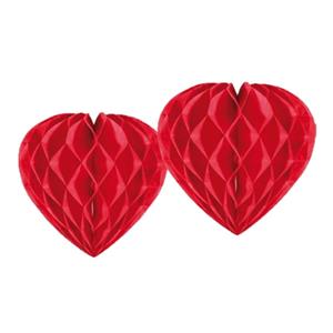 Merkloos Set van 4x stuks valentijn/Liefde thema papieren hartje rood 30 cm -