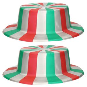 Funny Fashion 2x stuks italiaanse hoed met vlag groen, zilver en rood van plastic -