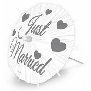 Merkloos Just Married parasol prikkers XL