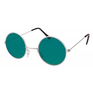 Bristol novelty Hippie Flower Power verkleed bril met groene ronde glazen -