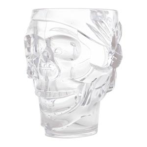 Halloween - Grote horror schedel/doodshoofd drinkbeker transparant 16 cm - Halloween tafeldecoratie beker