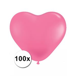 Shoppartners Hartjes ballonnen roze 15 cm 100 stuks -