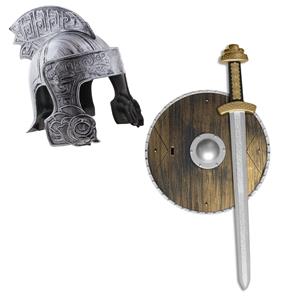 Funny Fashion Ridder helm zilver met set ridder speelgoed wapens -
