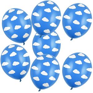 Thema feest ballonnen 12x stuks blauwe wolken/lucht 30 cm -