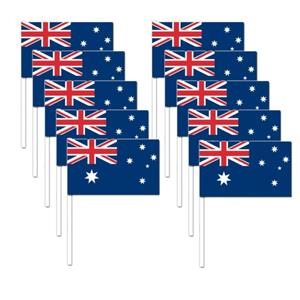 Bellatio Pakket van 20x stuks zwaaivlaggetjes/handvlaggetjes papier Australie 24 cm -