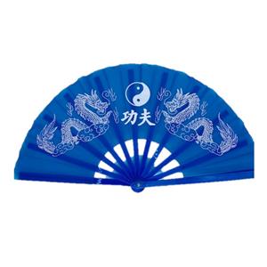 Trendoz Handwaaier/Tai Chi waaier Yin Yang blauw polyester -