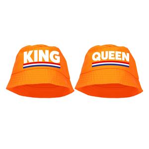 Bellatio King en Queen zonnehoedjes oranje voor Koningsdag / EK / WK -