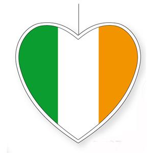 Bellatio Ierland vlag hangdecoratie hartjes vorm karton 14 cm -