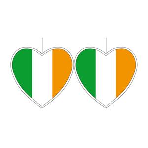 Bellatio 2x stuks ierland vlag hangdecoratie hartjes vorm karton 14 cm -