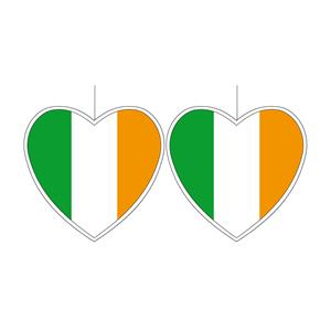 Bellatio 2x stuks ierland vlag hangdecoratie hartjes vorm karton 28 cm -