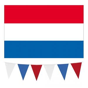 Haza Nederland vlaggetjes feest versiering set binnen/buiten 3-delig -