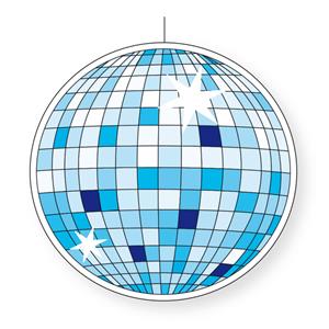 Bellatio Decorations Seventies eighties disco thema hangende discobol decoratie blauw 28 cm -
