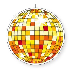 Bellatio Decorations Seventies eighties disco thema hangende discobol decoratie geel 28 cm -