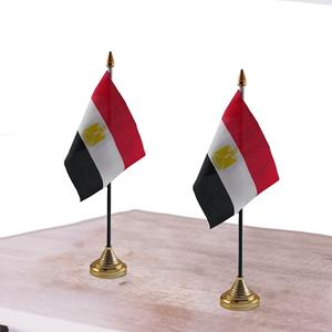 2x stuks Egypte tafelvlaggetjes 10 x 15 cm met standaard -