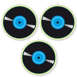 3x stuks Seventies eighties disco thema LP/vinylplaat decoratie blauw 28 cm -