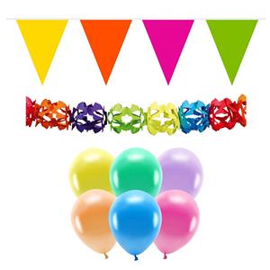 Verjaardag versiering set - 3x slingers en 100x ballonnen -