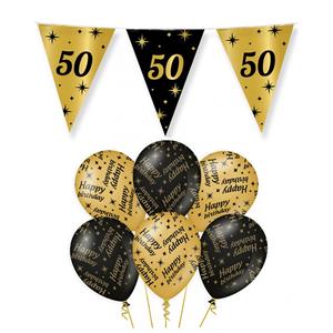 Paperdreams Leeftijd 50 jaar verjaardag versiering pakket zwart/goud 2-soorten -