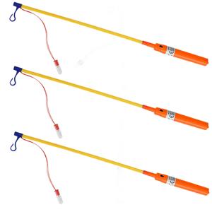 Tender Toys Lampionstokjes - 3x - oranje - met lichtje - 50 cm -