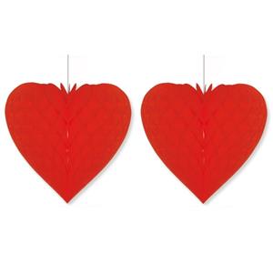 Set van 2x stuks bellatio decorations groot rood decoratie hart cm hangend -