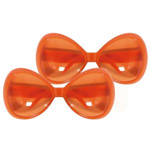 Oranje artikelen 2x stuks oranje mega party zonnebril voor dames