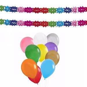 Haza Verjaardag versiering set - 2x slingers en 50x party ballonnen -