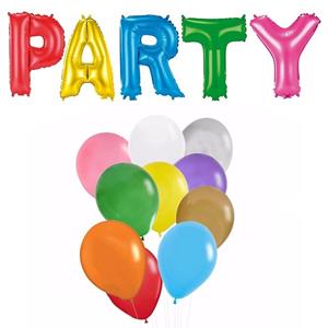 Folat Verjaardag feest letters folie ballonnen PARTY en 50x latex ballonnen -
