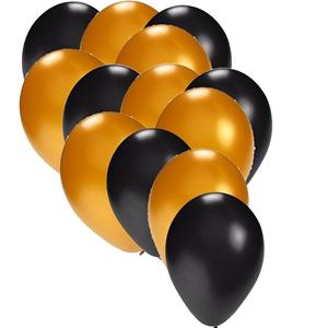 Folat Halloween - 100x ballonnen - 27 cm - zwart /goud versiering -