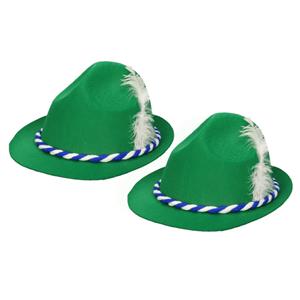 PartyXplosion 2x stuks groen/wit Tiroler Oktoberfest hoedje voor volwassenen