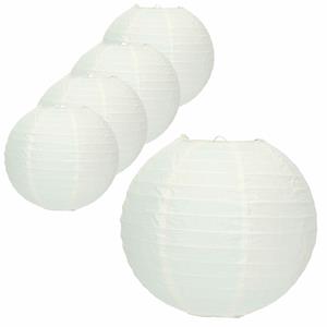 Pakket van 8x stuks luxe bol feest lampionnen gebroken wit 25 cm -