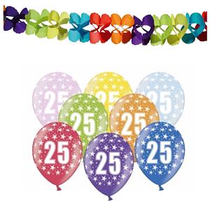 PartyDeco 25e jaar verjaardag feestversiering set - Ballonnen en slingers -