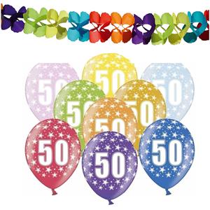 PartyDeco 50e jaar verjaardag feestversiering set - Ballonnen en slingers -