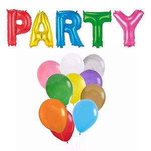 Folat Verjaardag feest letters folie ballonnen PARTY en 100x latex ballonnen -