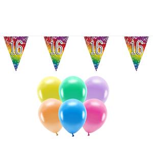 Boland Party 16e jaar verjaardag feest versieringen - Ballonnen en vlaggetjes -