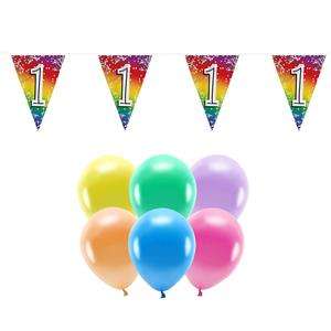 Boland Party 1e jaar verjaardag feest versieringen - Ballonnen en vlaggetjes -