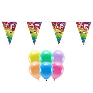 Boland Party 25e jaar verjaardag feest versieringen - Ballonnen en vlaggetjes -