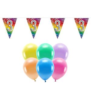 Boland Party 3e jaar verjaardag feest versieringen - Ballonnen en vlaggetjes -