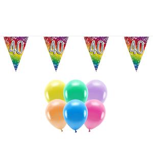 Boland Party 40e jaar verjaardag feest versieringen - Ballonnen en vlaggetjes -