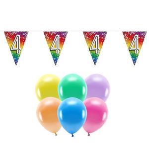 Boland Party 4e jaar verjaardag feest versieringen - Ballonnen en vlaggetjes -