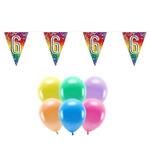Boland Party 6e jaar verjaardag feest versieringen - Ballonnen en vlaggetjes -