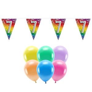Boland Party 7e jaar verjaardag feest versieringen - Ballonnen en vlaggetjes -