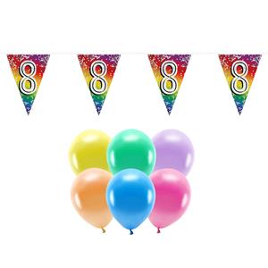 Boland Party 8e jaar verjaardag feest versieringen - Ballonnen en vlaggetjes -