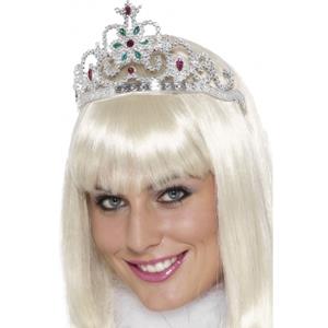 Smiffys Prinsessen tiara zilver voor dames