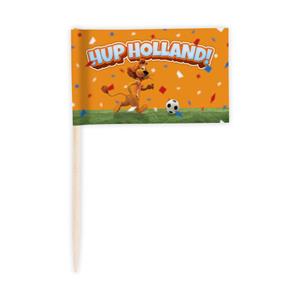 Paperdreams Cocktailprikkers 100x Loeki de Leeuw Hup Holland oranje 8 cm -