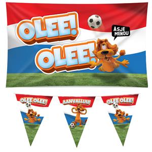 Paperdreams Loeki EK/WK versier pakket - 2x vlaggenlijn 10m - gevelvlag 100 x 150 cm - rood/wit/blauw -
