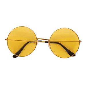 Faram Party Toppers - Hippie Flower Power Sixties ronde glazen zonnebril geel -