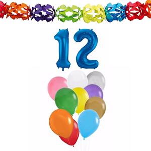 Faram Party Verjaardag versiering pakket 12 jaar - opblaascijfer/slinger/ballonnen -