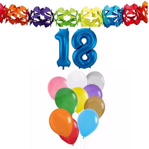 Faram Party Verjaardag versiering pakket 18 jaar - opblaascijfer/slinger/ballonnen -