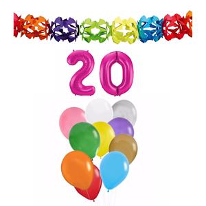 Faram Party Verjaardag versiering pakket 20 jaar - opblaascijfer/slinger/ballonnen -