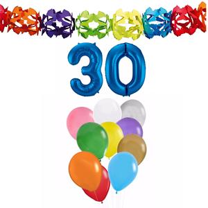 Faram Party Verjaardag versiering pakket 30 jaar - opblaascijfer/slinger/ballonnen -