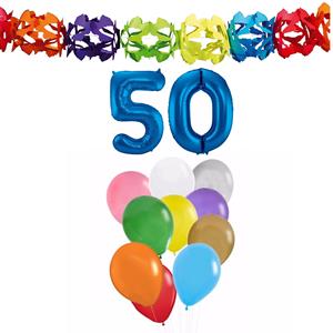 Faram Party Verjaardag versiering pakket 50 jaar - opblaascijfer/slinger/ballonnen -